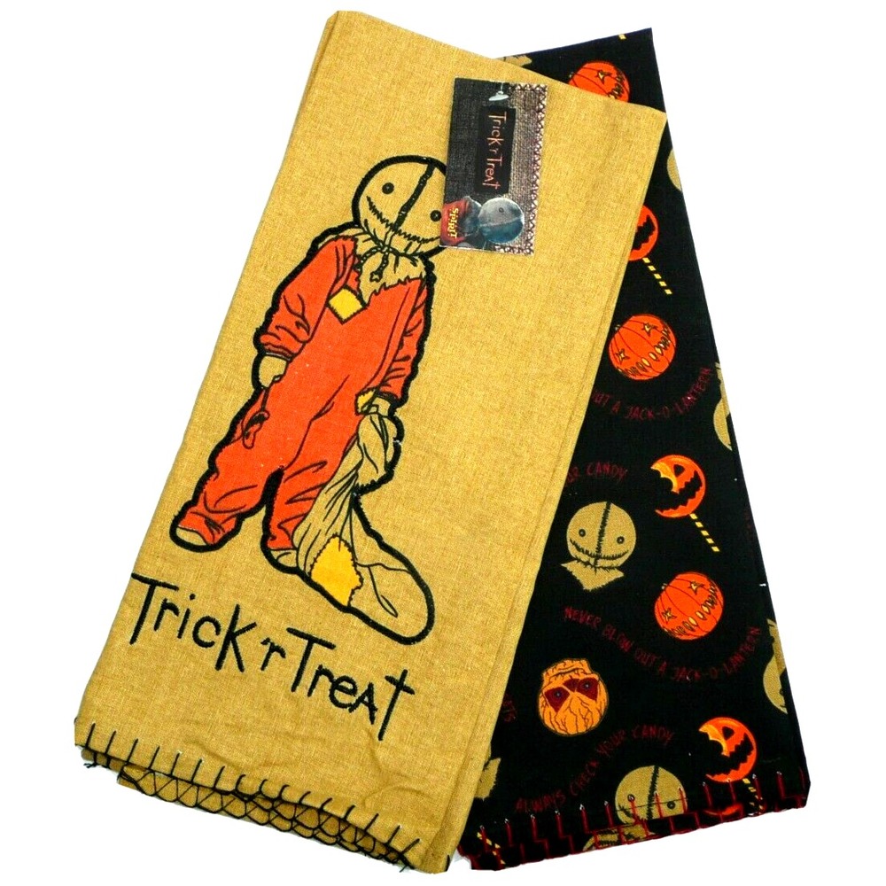 Trick 'r Treat Kitchen Towel 2 Set Tea Halloween Rules Sam Candy Jack-o-Lanter